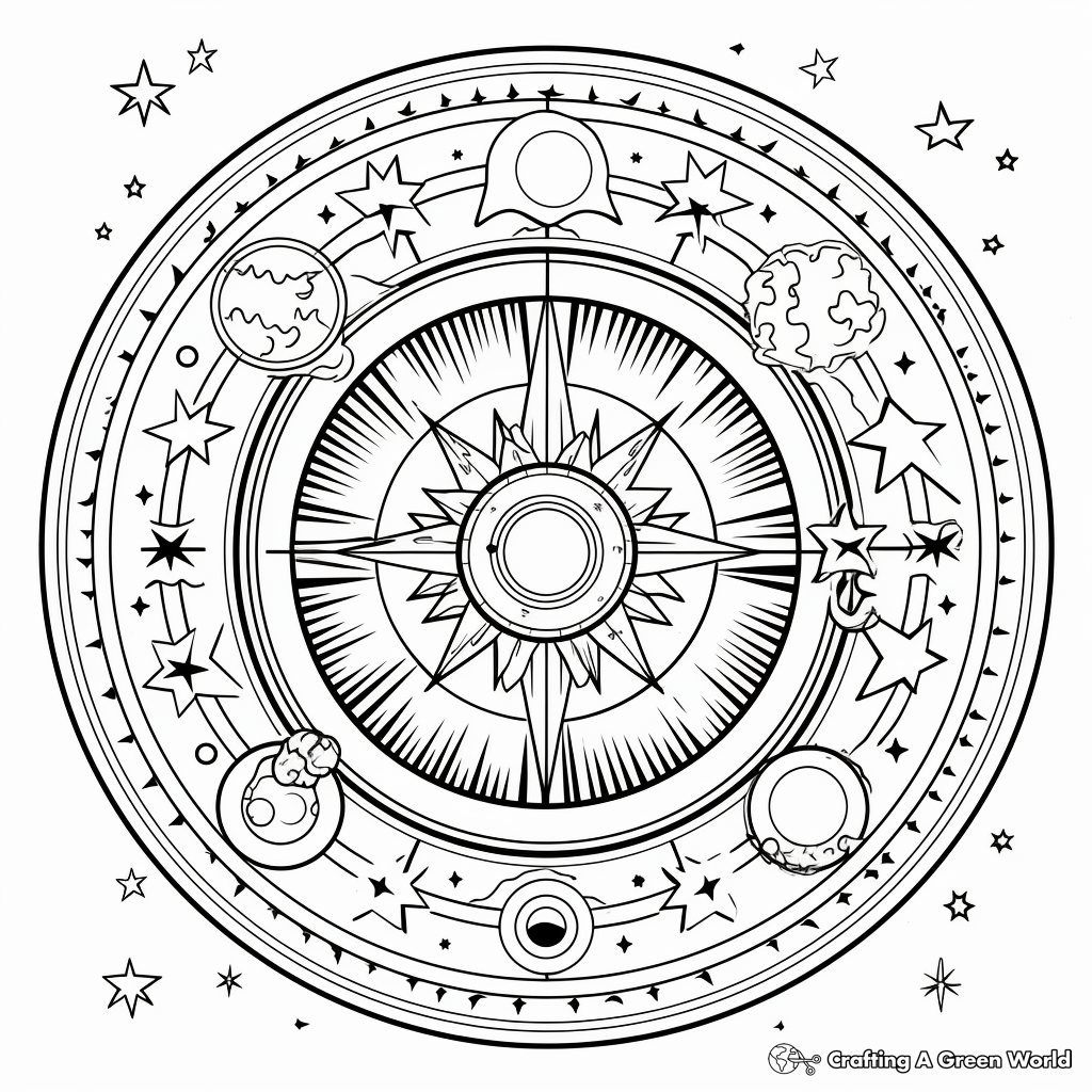 Celestial Mandala Coloring Pages for Astronomy Lovers 3