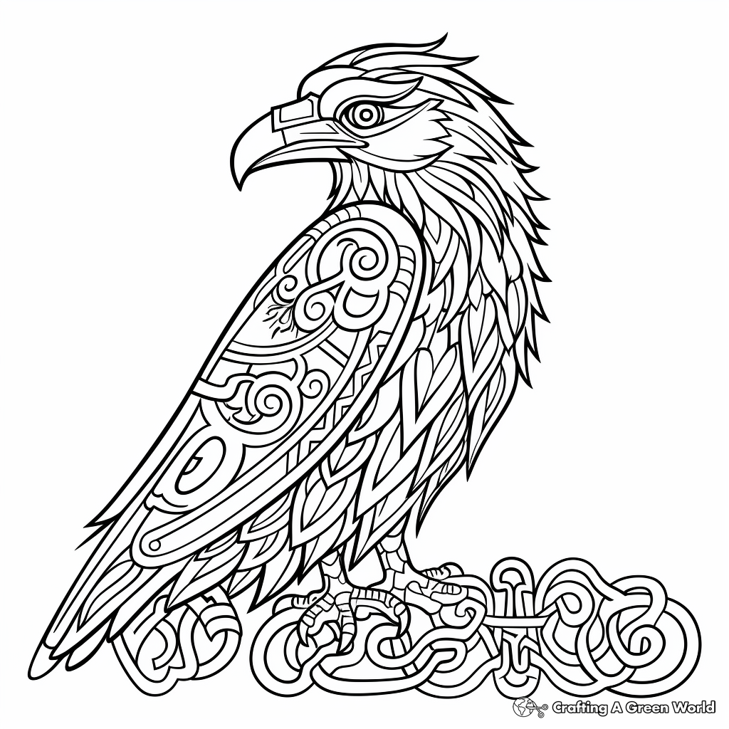 Celtic Raven Design Coloring Pages 1