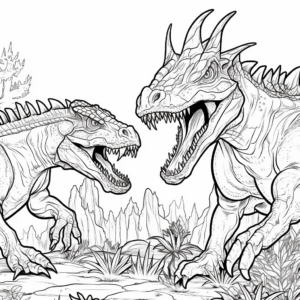 Ceratosaurs confrontation: Color your own Dinosaur Fight Scene 1