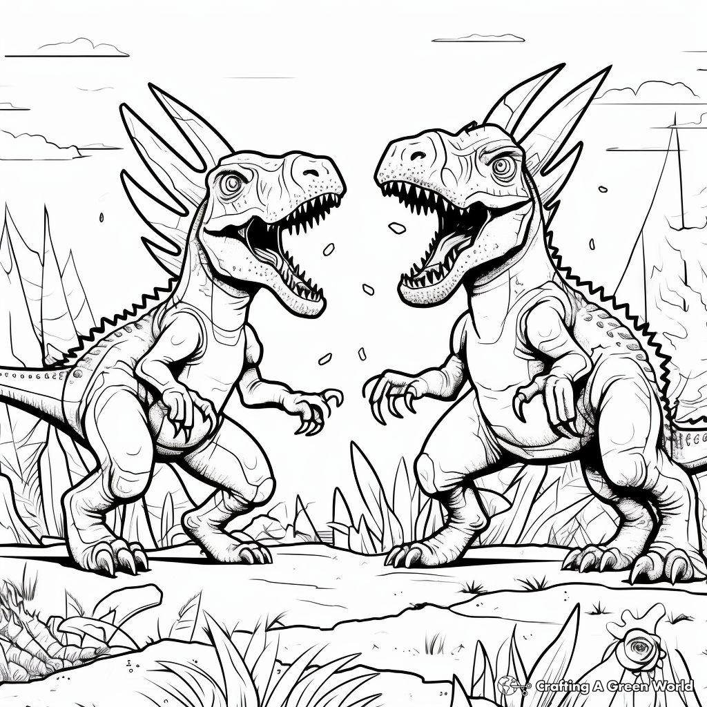 Ceratosaurs confrontation: Color your own Dinosaur Fight Scene 2