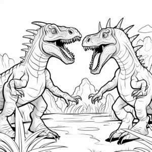 Ceratosaurs confrontation: Color your own Dinosaur Fight Scene 3