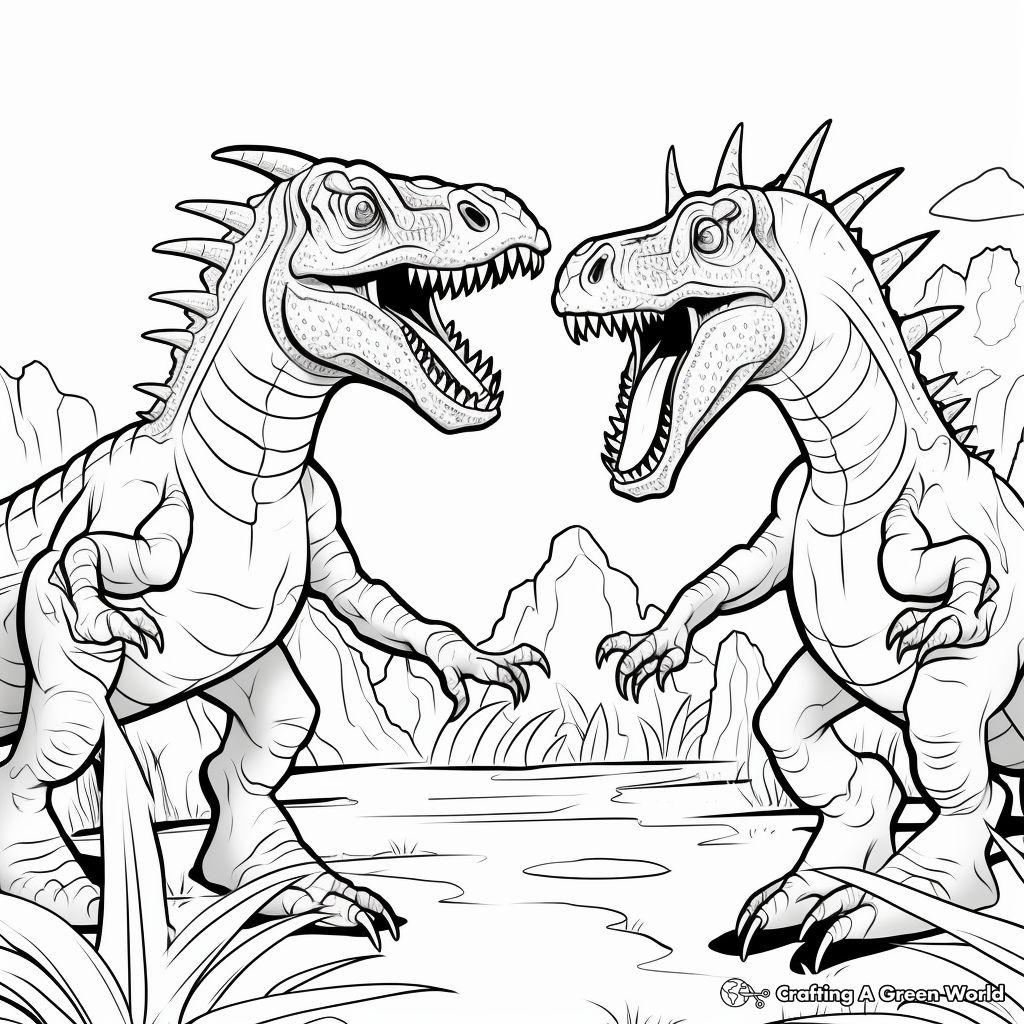 Ceratosaurs confrontation: Color your own Dinosaur Fight Scene 3
