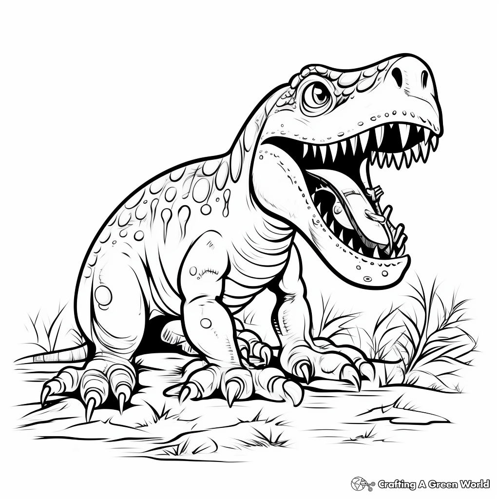 Ceratosaurus Eating Prey Coloring Pages 1