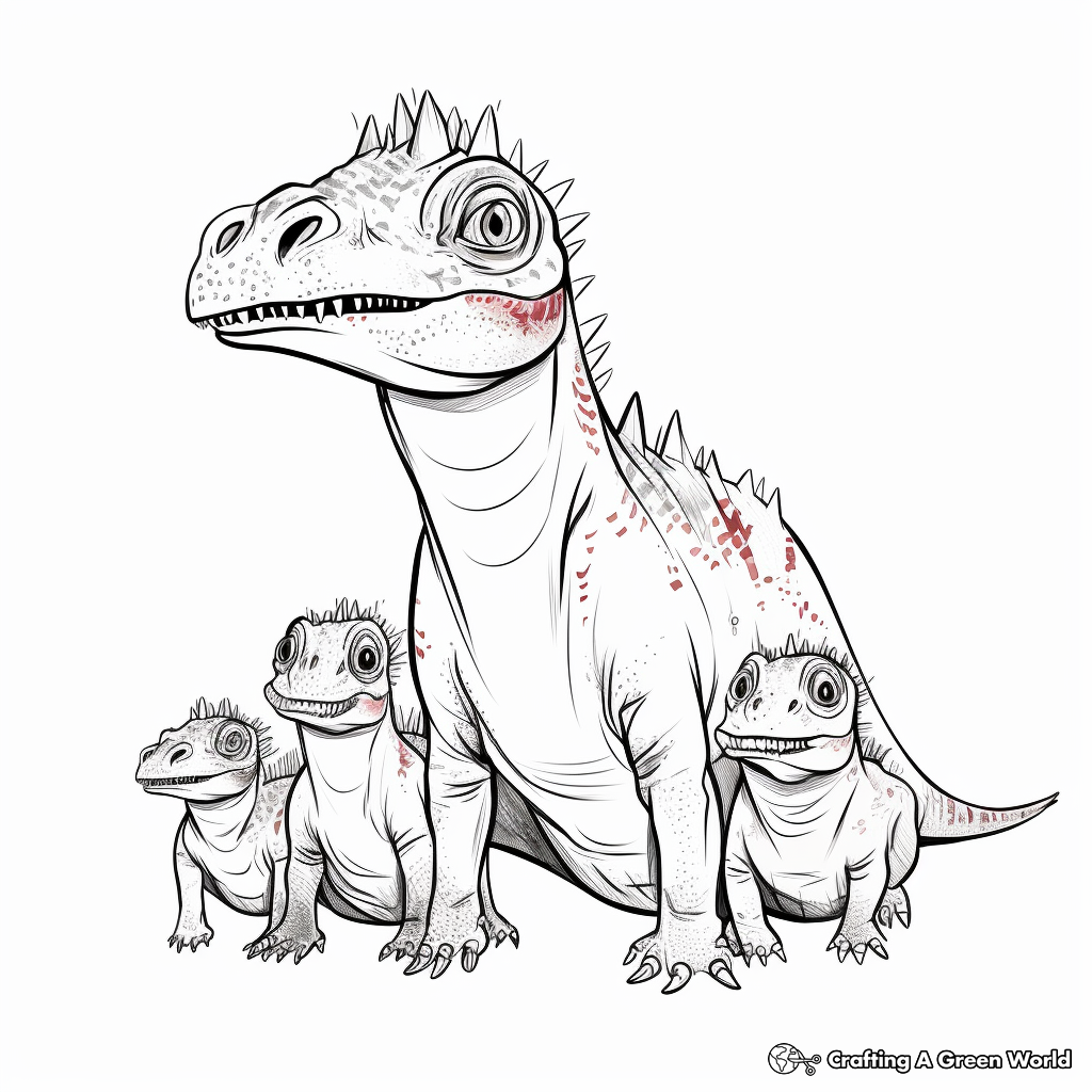 Ceratosaurus Family Coloring Pages: Male, Female, and Young 2