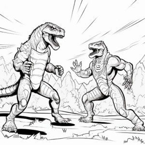 Ceratosaurus Fight-Scene Coloring Pages 1