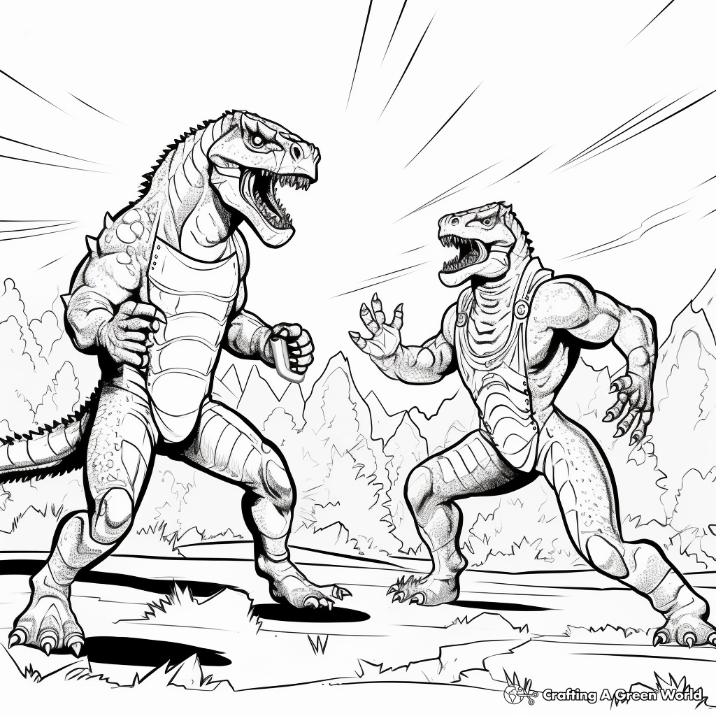 Ceratosaurus Fight-Scene Coloring Pages 1