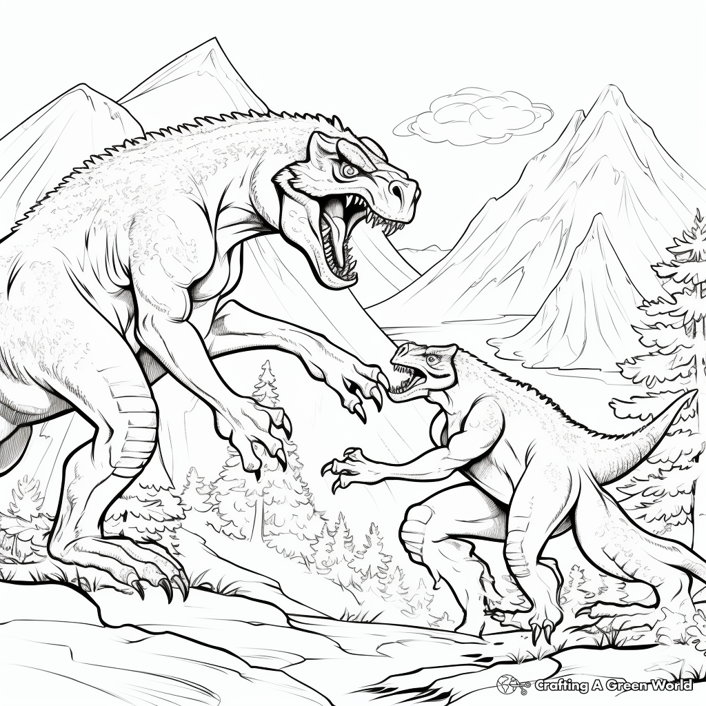 Ceratosaurus Fight-Scene Coloring Pages 3