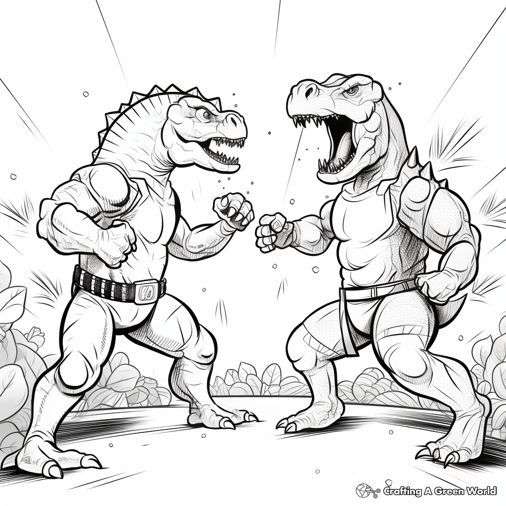 Ceratosaurus Fight-Scene Coloring Pages 4