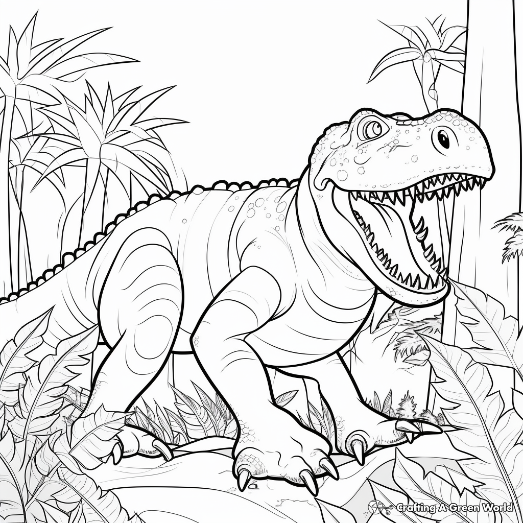 Ceratosaurus in the Jungle Coloring Pages 1