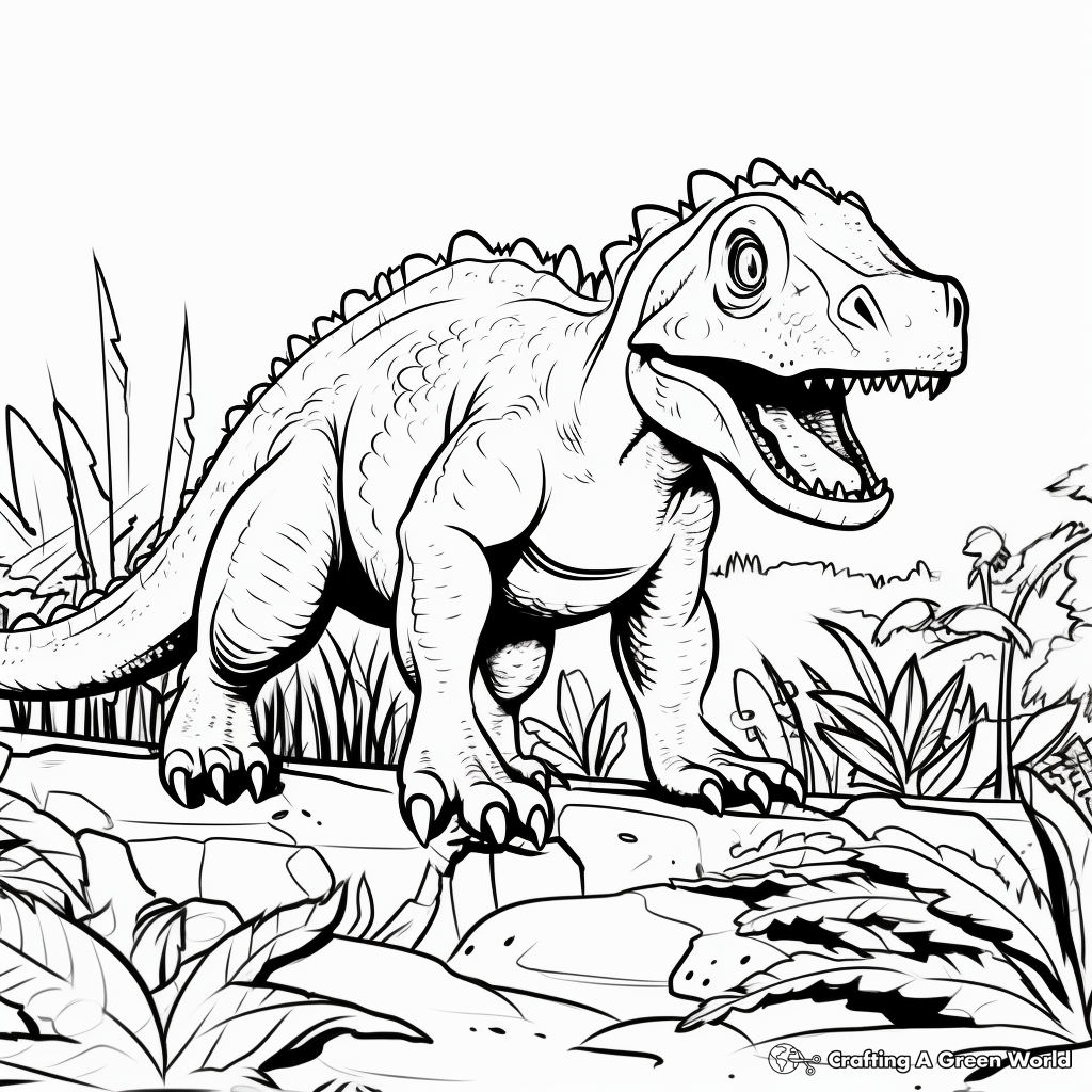 Ceratosaurus vs. Other Dinosaurs: Battle Coloring Pages 1