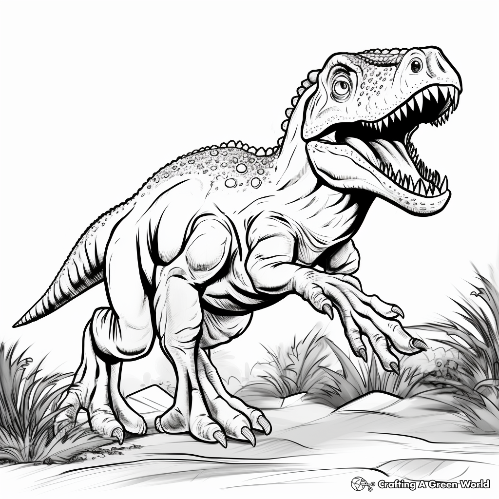 Ceratosaurus vs. Other Dinosaurs: Battle Coloring Pages 3