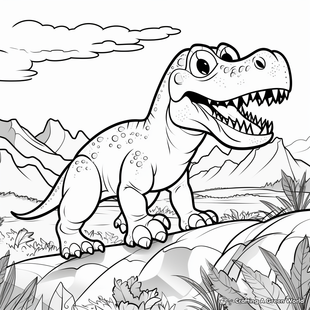 Ceratosaurus with Landscape Background Coloring Pages 2
