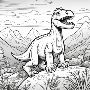 Ceratosaurus with Landscape Background Coloring Pages 3