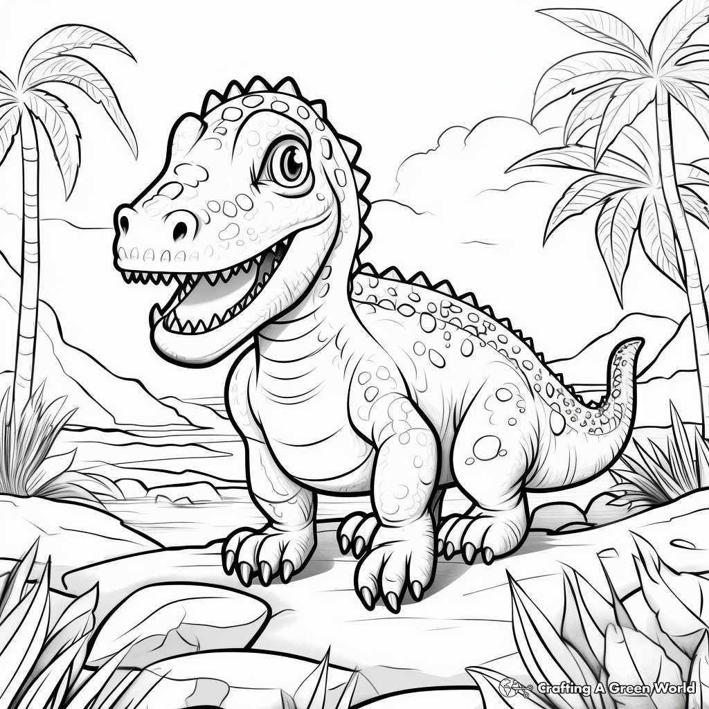 Ceratosaurus with Landscape Background Coloring Pages 4