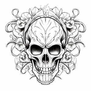 Challenging Complex Deer Skull Coloring Pages for Adults 1