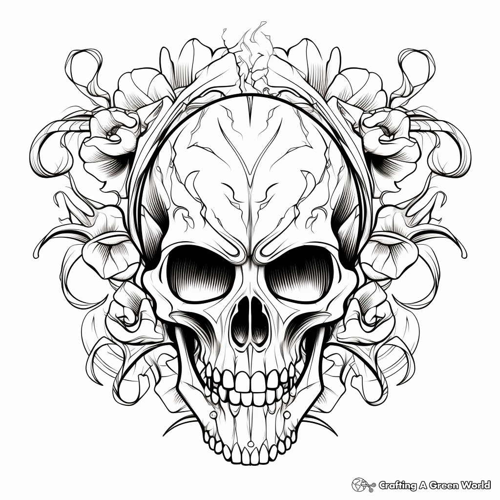 Challenging Complex Deer Skull Coloring Pages for Adults 1