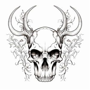 Challenging Complex Deer Skull Coloring Pages for Adults 2