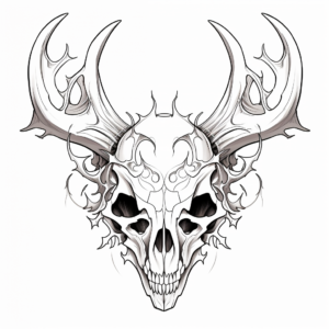 Challenging Complex Deer Skull Coloring Pages for Adults 3