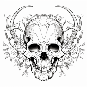 Challenging Complex Deer Skull Coloring Pages for Adults 4