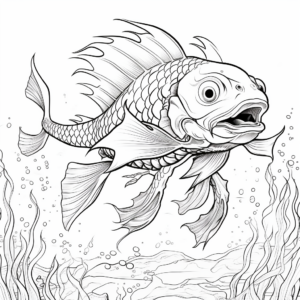 Challenging Detailed Dragon Fish Coloring Pages 2
