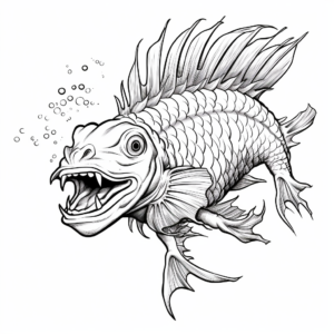 Challenging Detailed Dragon Fish Coloring Pages 3