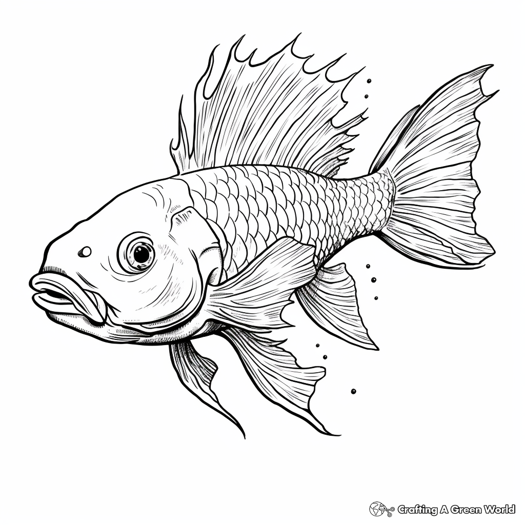 Challenging Detailed Dragon Fish Coloring Pages 4