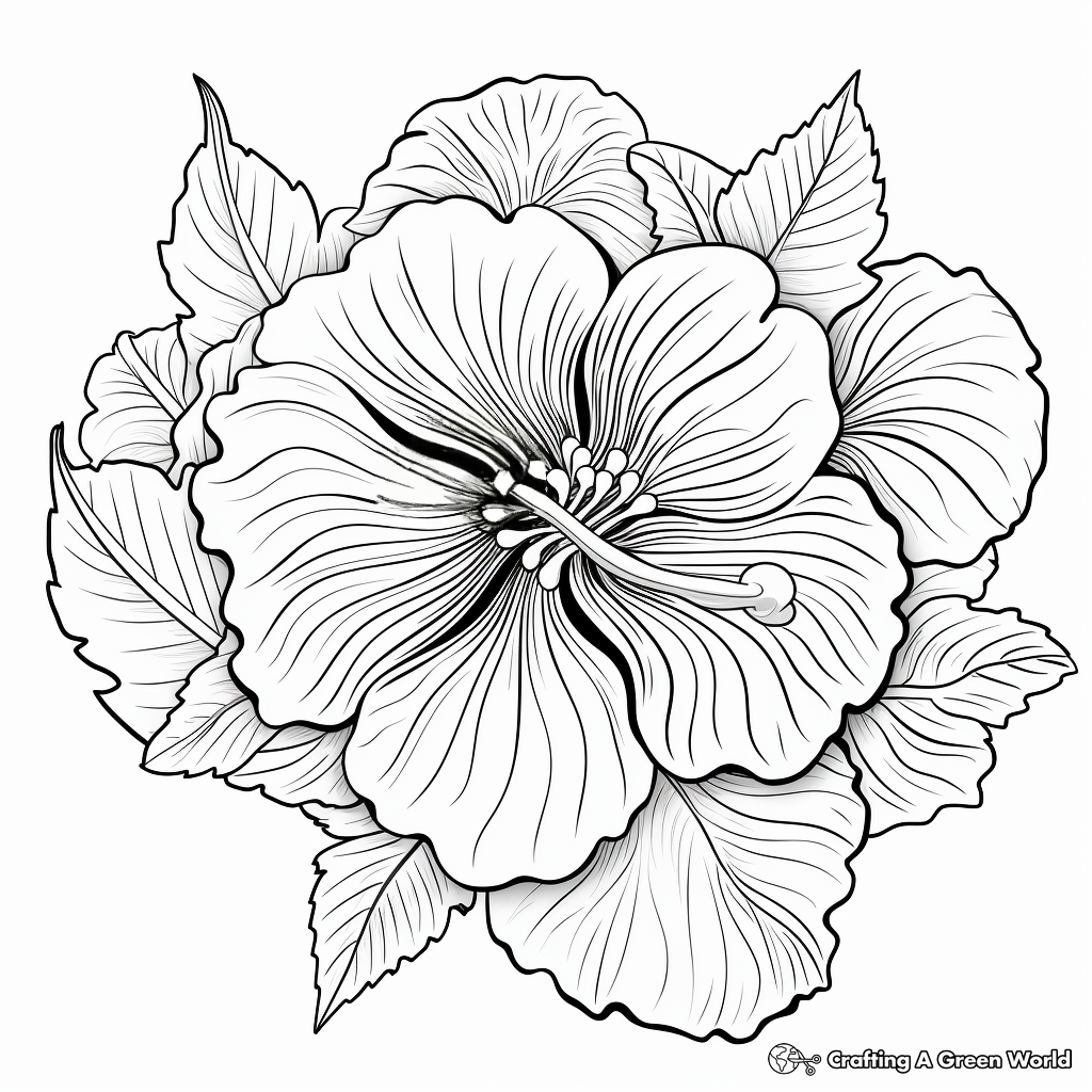 Challenging Hibiscus Flower Coloring Pages 1