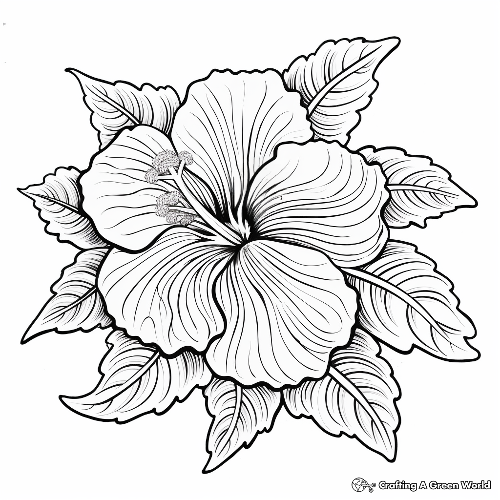 Challenging Hibiscus Flower Coloring Pages 3