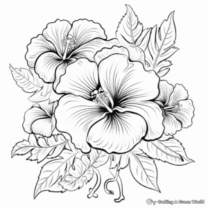Challenging Hibiscus Flower Coloring Pages 4