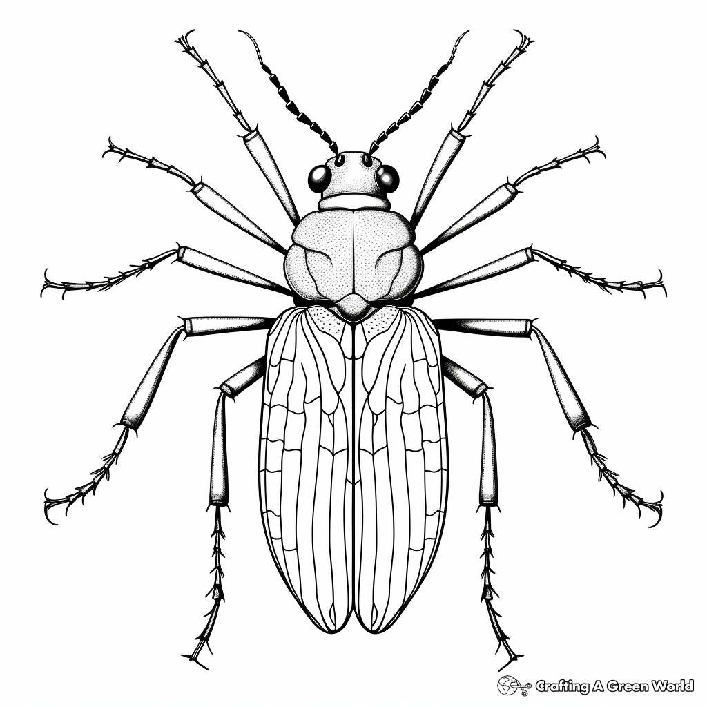 Challenging Longhorn Beetle Coloring Pages 3