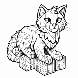 Challenging Minecraft Cat Coloring Pages for Teens 1