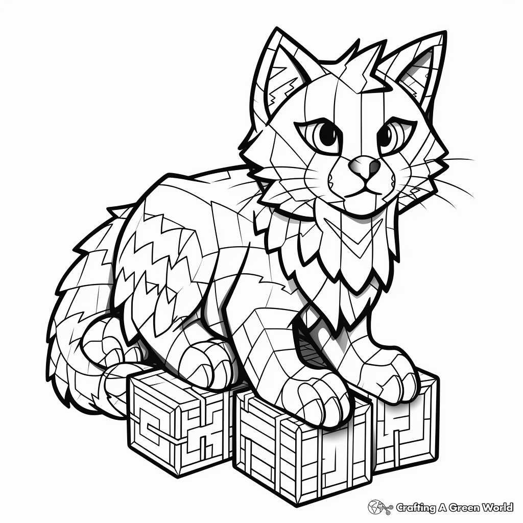 Challenging Minecraft Cat Coloring Pages for Teens 1