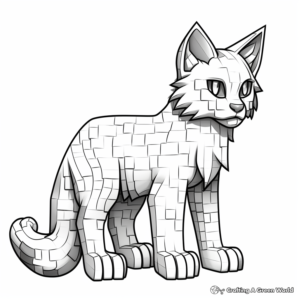 Challenging Minecraft Cat Coloring Pages for Teens 2