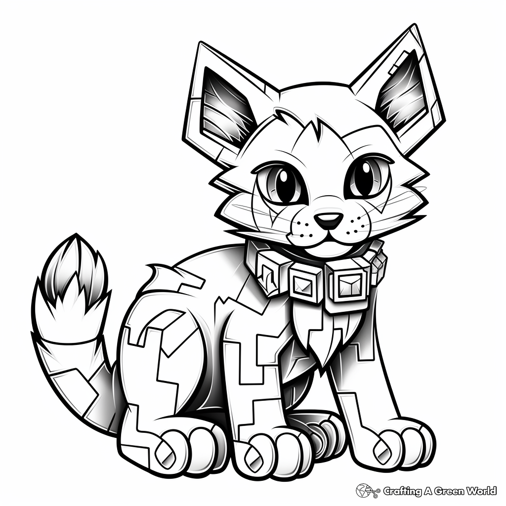 Challenging Minecraft Cat Coloring Pages for Teens 3