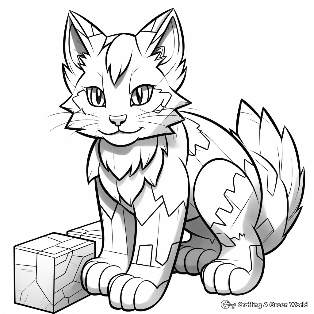 Challenging Minecraft Cat Coloring Pages for Teens 4