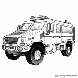Challenging Police Armored Truck Coloring Pages 4