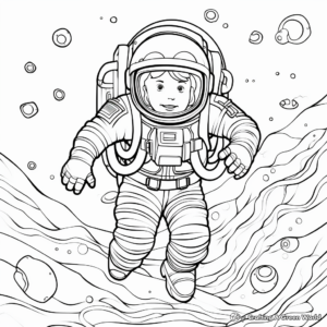 Challenging Spacewalk Astronaut Coloring Pages 4