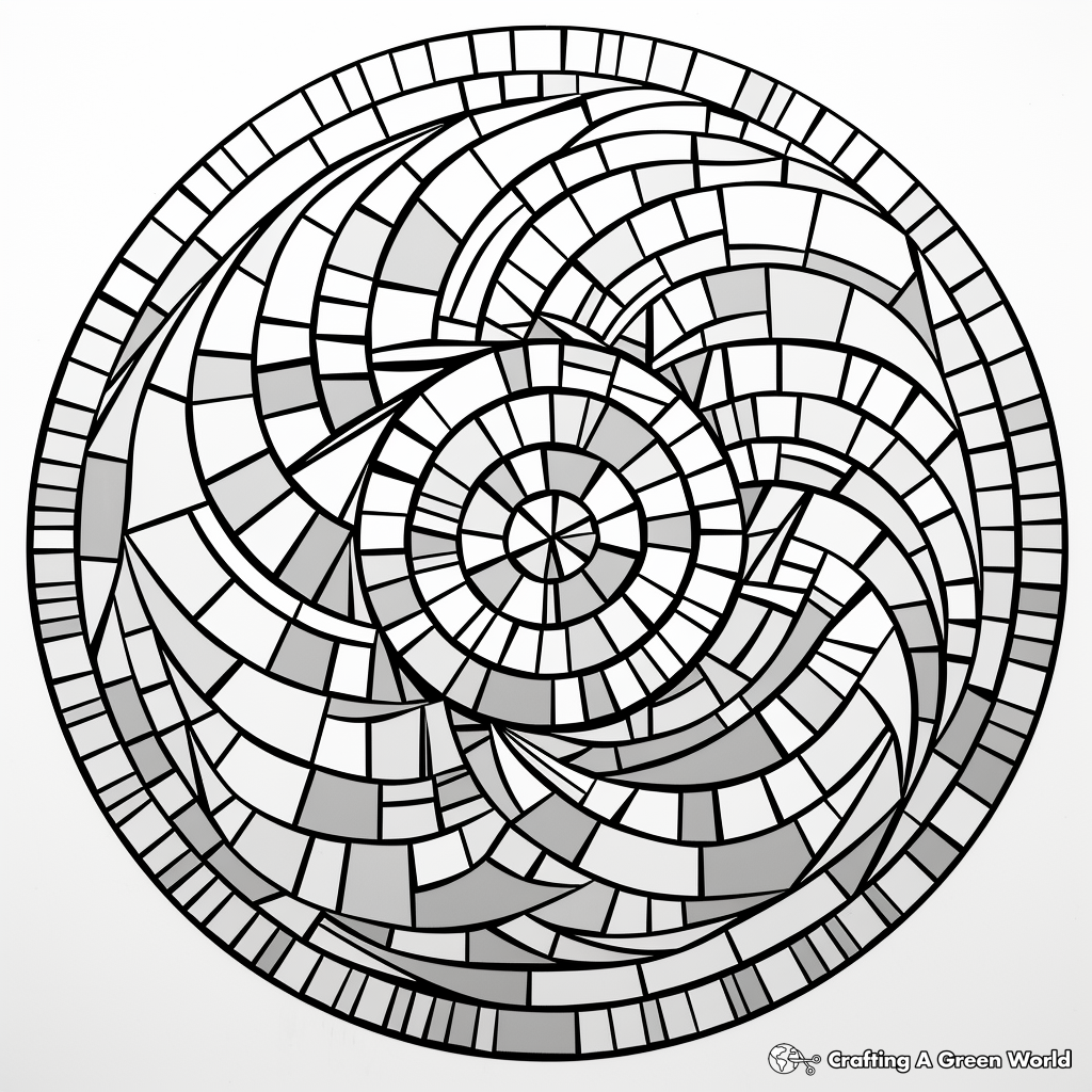 Challenging Swirl Mosaics Coloring Pages 1