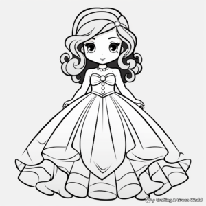 Charming Anime Ball Gown Dress Coloring Sheets 1