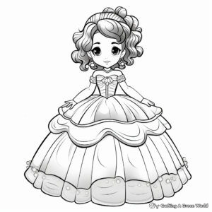Charming Anime Ball Gown Dress Coloring Sheets 3