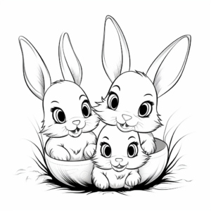 Charming Baby Bunnies with Easter Eggs Coloring Pages 1