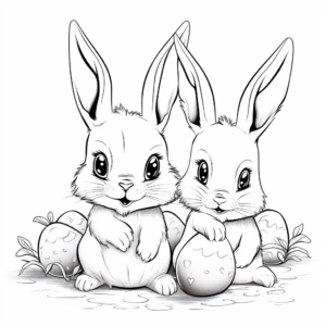 Charming Baby Bunnies with Easter Eggs Coloring Pages 3