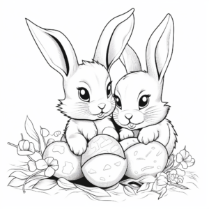 Charming Baby Bunnies with Easter Eggs Coloring Pages 4