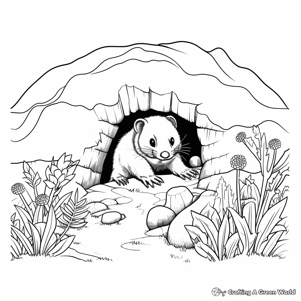 Charming Badger Burrow Coloring Pages 1