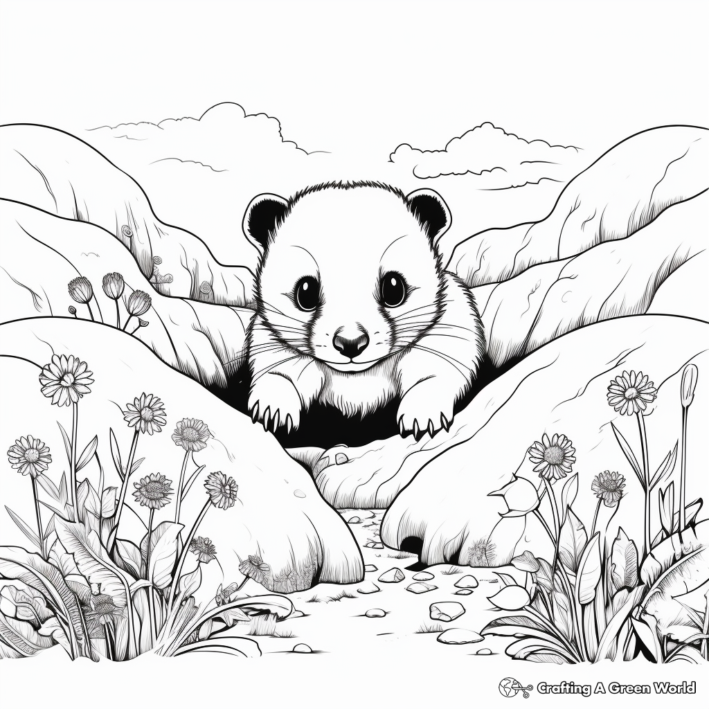 Charming Badger Burrow Coloring Pages 2