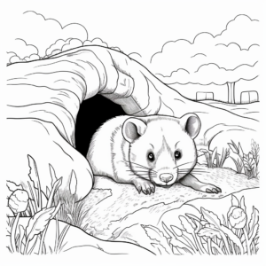 Charming Badger Burrow Coloring Pages 4