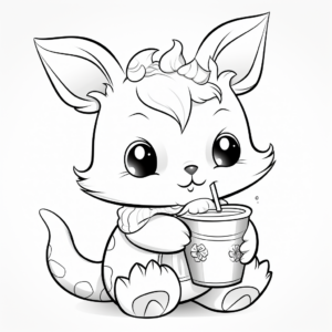 Charming Bunny Drinking Boba Coloring Pages 2