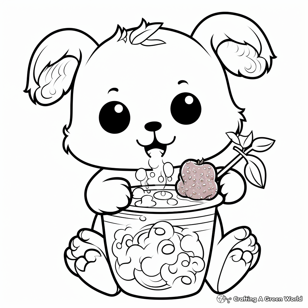 Charming Bunny Drinking Boba Coloring Pages 3