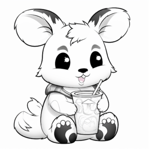 Charming Bunny Drinking Boba Coloring Pages 4