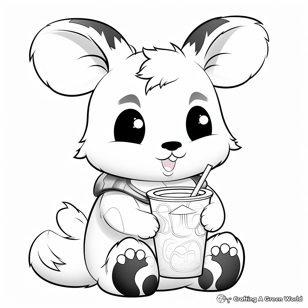 Charming Bunny Drinking Boba Coloring Pages 4